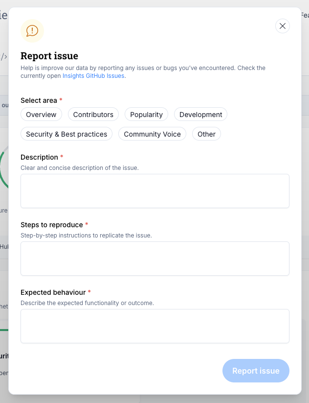 Report Data Issue Form