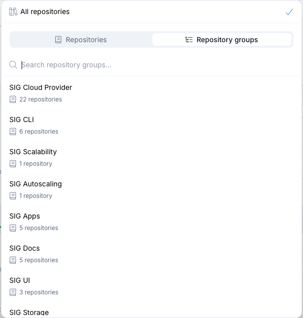Repository Groups example in LFX Insights